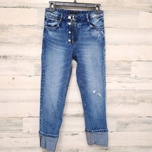 Zara Trafaluc Button Zip Jeans